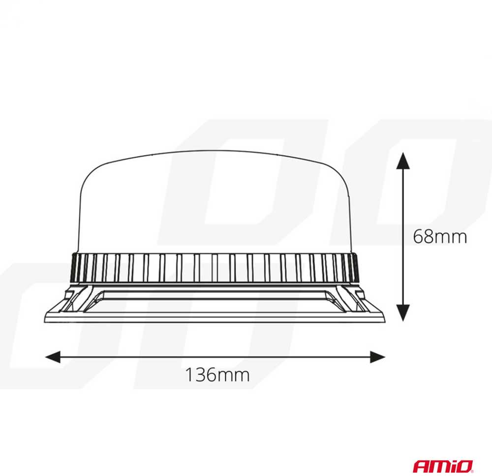 LED įspėjamoji lempa 36 LED su varžtais R65 R10 12V 24V W03b AMIO-02296