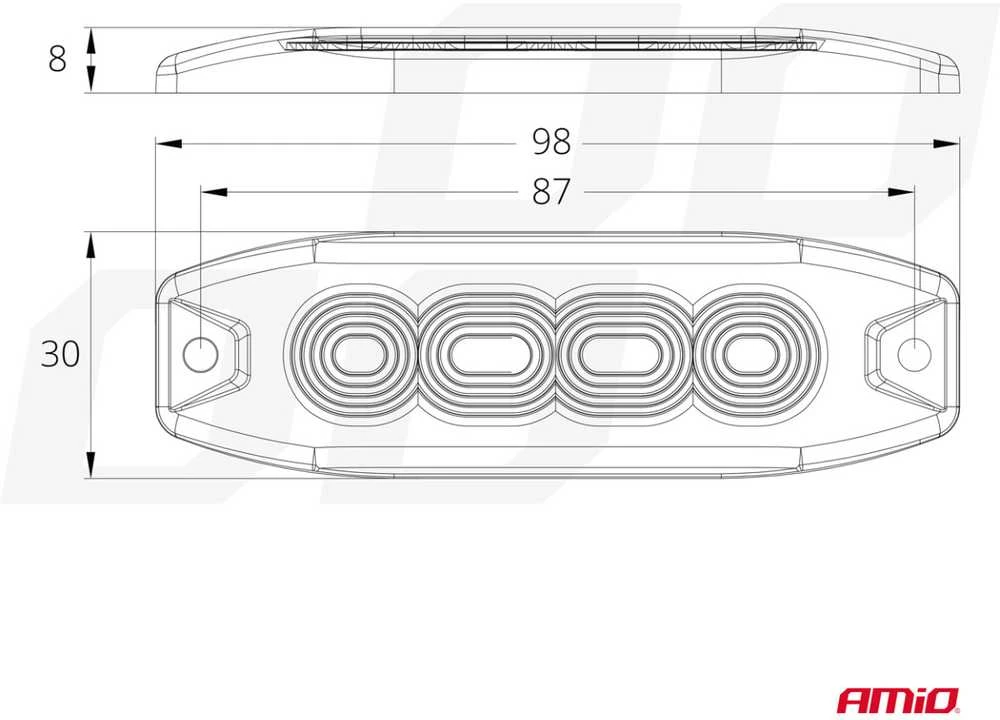 Įspėjamasis LED žibintas Amio IP67