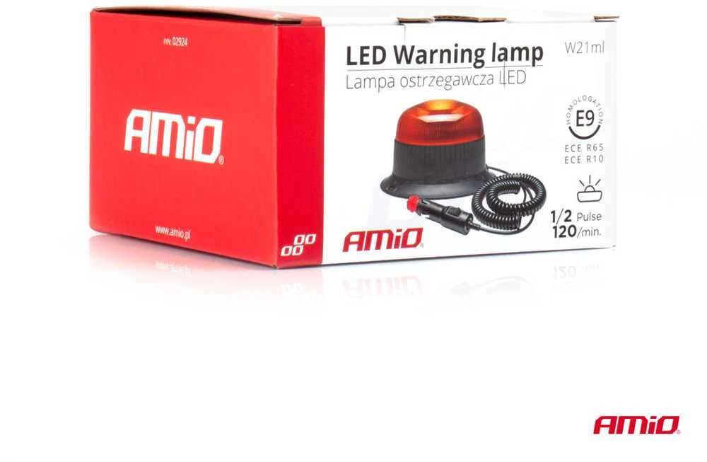 LED įspėjamoji lempa su magnetu W21ml R65 R10 18LED 12/24V IP56 AMIO-02924