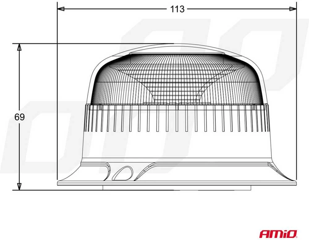 LED įspėjamoji lempa su magnetu W21ml R65 R10 18LED 12/24V IP56 AMIO-02924