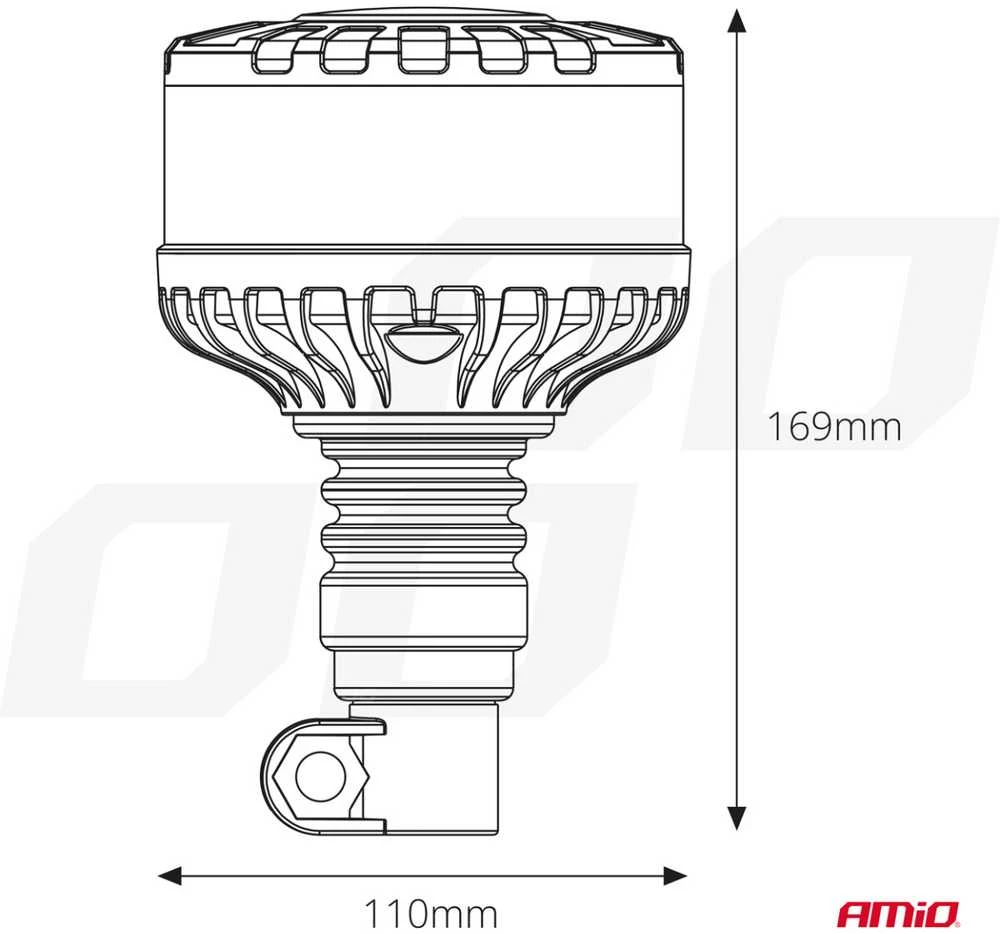 LED įspėjamoji lempa W28P 12V 24V AMIO-04104