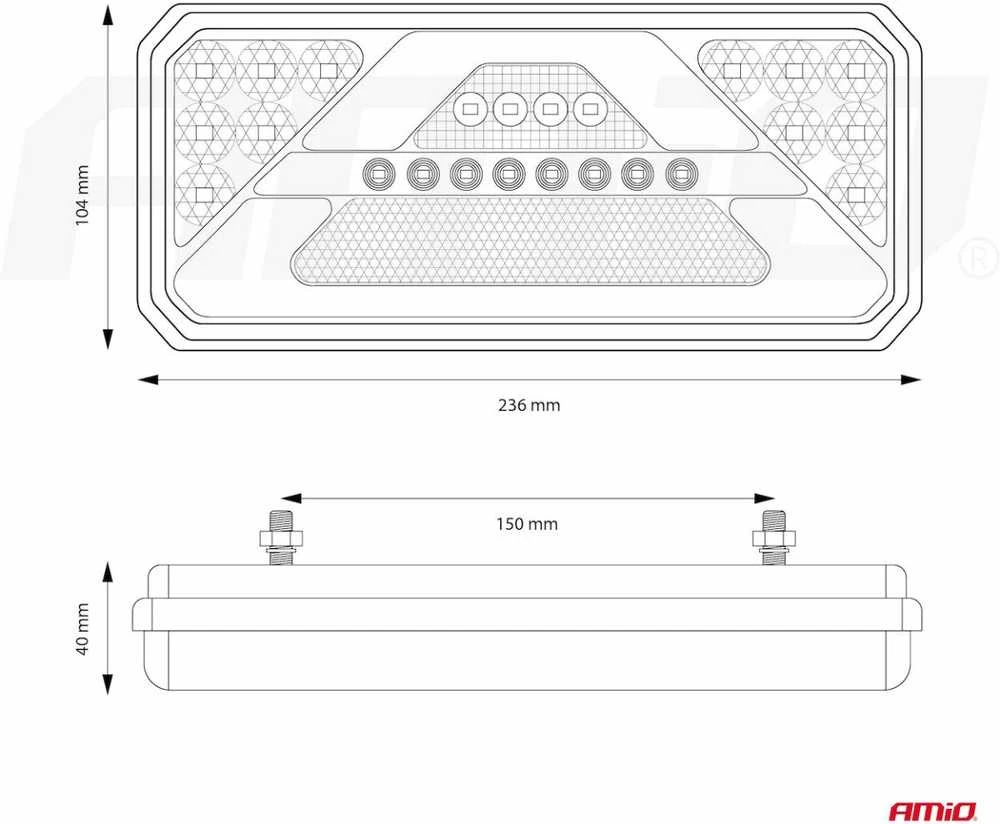 LED Kombinuota galinė lempa AMiO RCL-02-R dynamic, dešinė