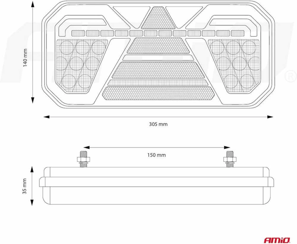 LED Kombinuota galinė lempa AMiO RCL-04-L dynamic, kairė