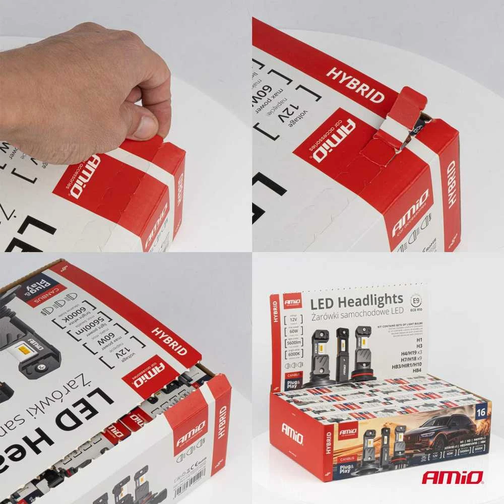 AMIO Hybrid LED lempučių rinkinio pakuotės pristatymas