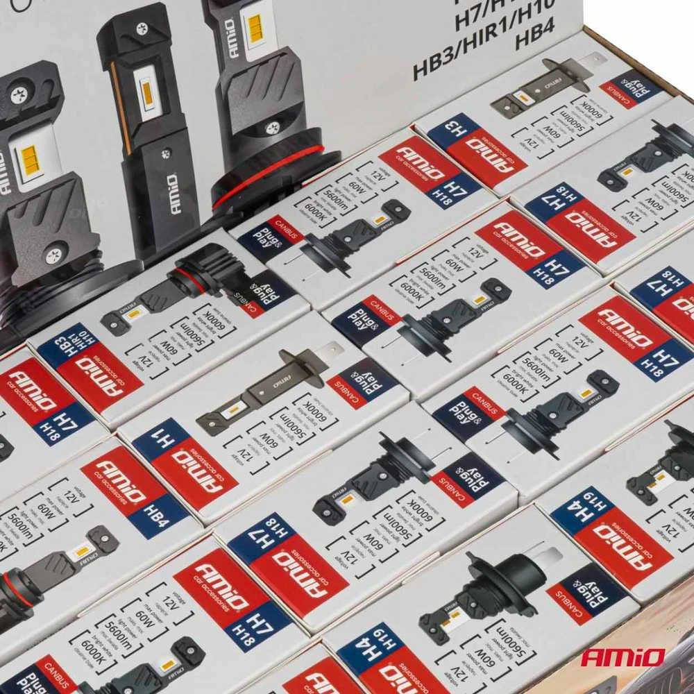 LED žibintų lempučių rinkinys 16 vnt., Hybrid series H1 H3 H4 H7 HB3 HB4 6000K Canbus, AMIO-04120