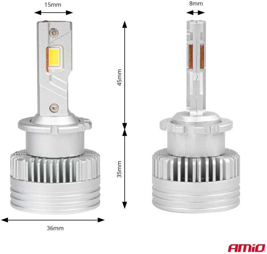 AMiO D4S D4R LED lempučių techninis brėžinys ir išmatavimai