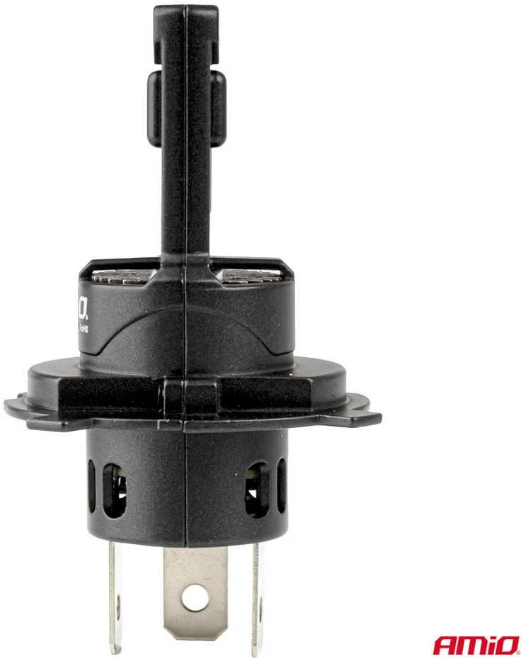 LED žibintų lemputės F25 PRO Juodas FULL CANBUS H4 H19 70W 12V 24V AMIO-04719
