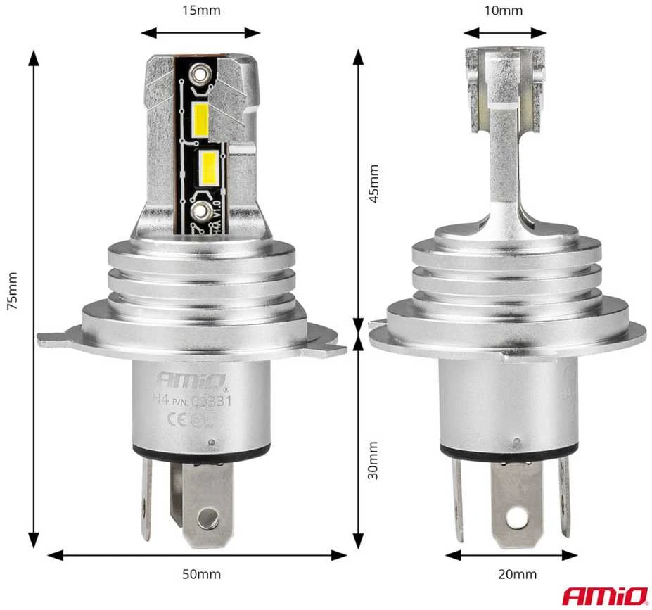 LED žibintų lemputės H-mini Series H4/H19 AMiO-03331