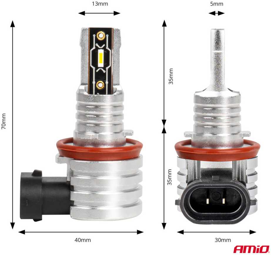 LED žibintų lemputės H-mini Series H8/H9/H11/H16 AMiO-03333