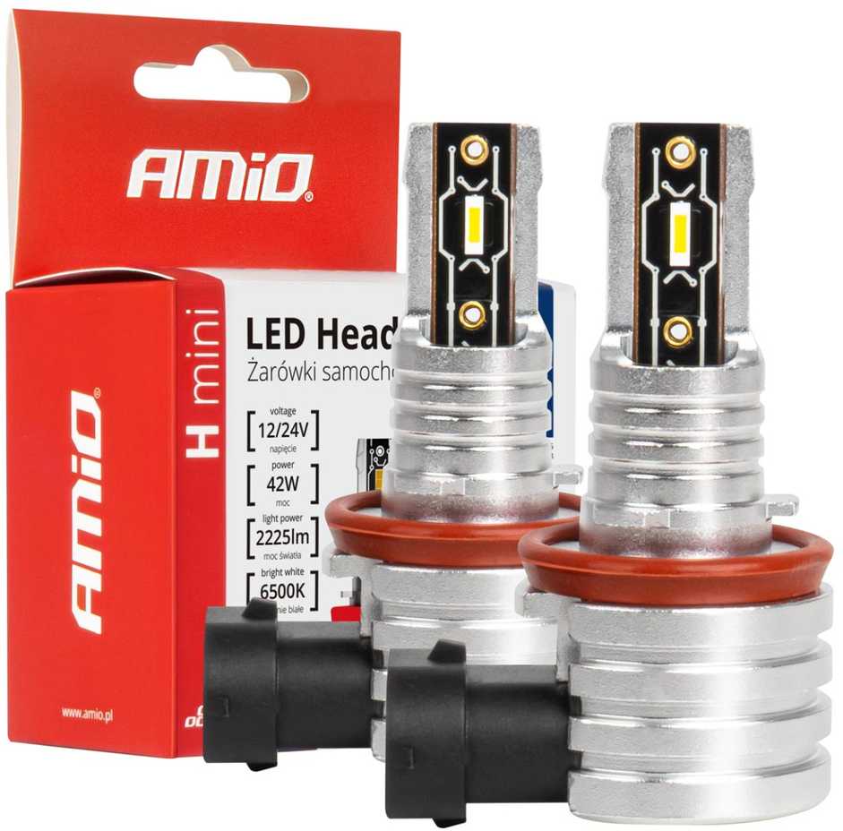 LED žibintų lemputės H-mini Series H8/H9/H11/H16 AMiO-03333