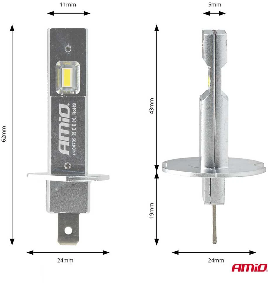 LED žibintų lemputės H25 CANBUS H1 12V 20W AMIO-04709