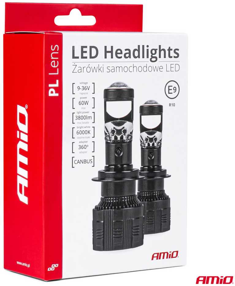 LED žibintų lemputės H4 PL Lens Series AMiO-03667