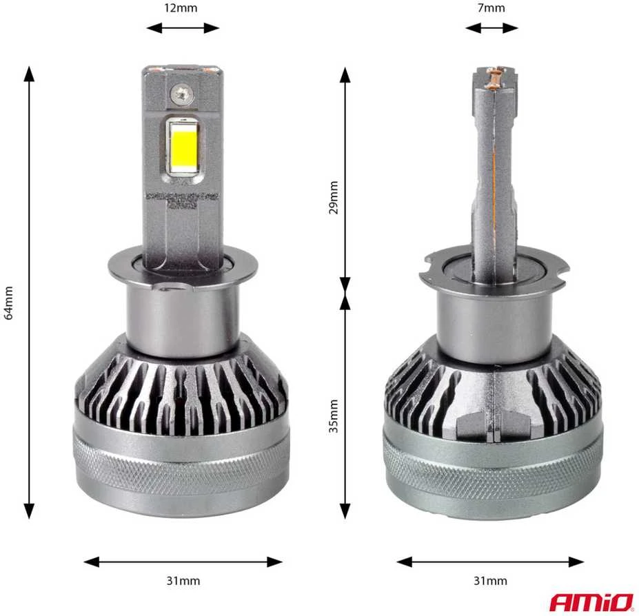 LED žibintų lemputės HP Series H3 12-24V 6500k AMIO-03672