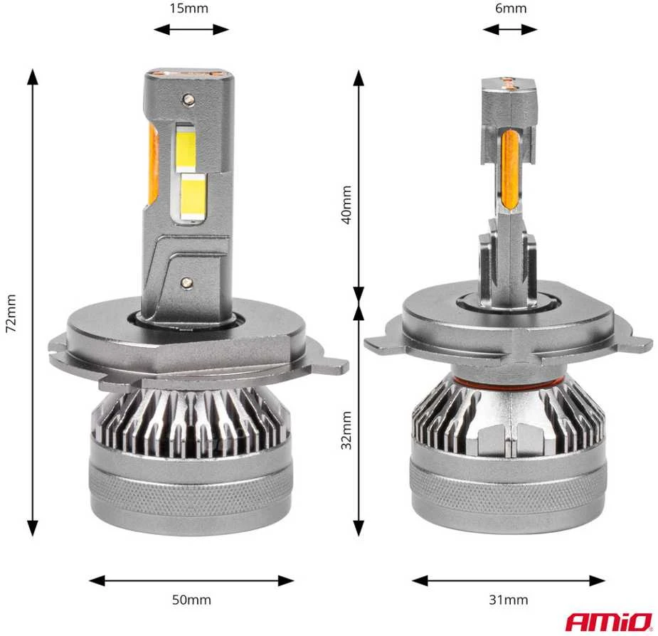 LED žibintų lemputės HP Series H4/H19 12-24V AMiO-03673