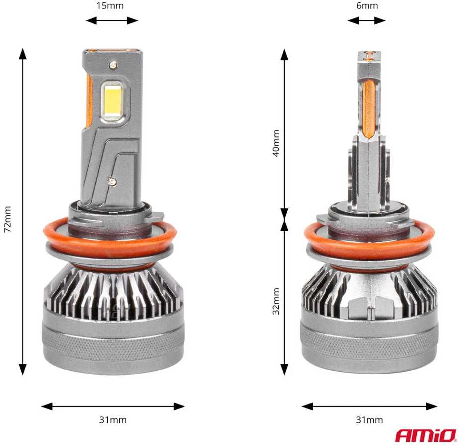 LED žibintų lemputės HP Series H8/H9/H11/H16 Canbus AMiO-03677