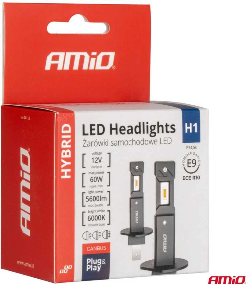 LED žibintų lemputės Hybrid H1 6000K Canbus 60W AMIO-04112