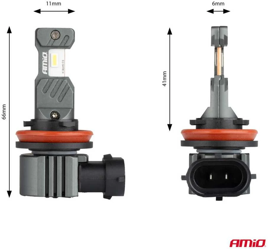 LED automobilių lemputės hibridinės serijos h8 h9 h11 h16 6000k canbus 60w amio-04116