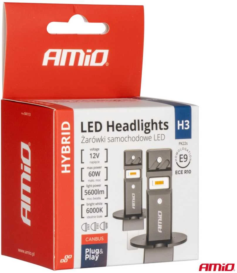 LED žibintų lemputės Hybrid series H3 6000K Canbus 60W AMIO-04113