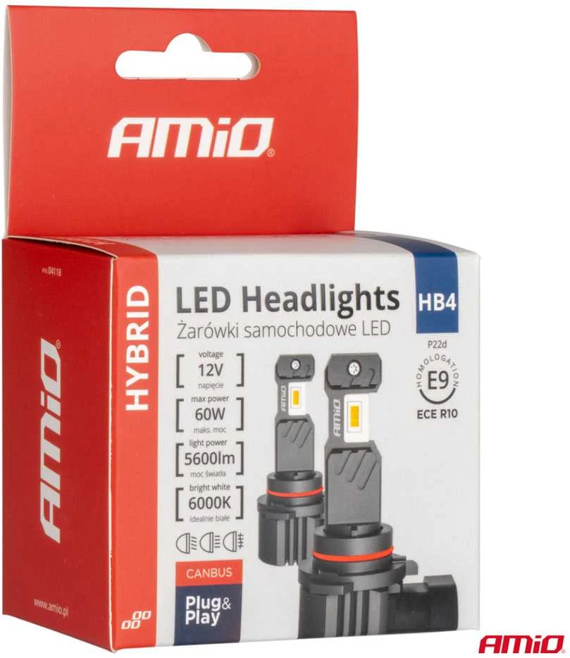 LED žibintų lemputės Hybrid series HB4 9006 6000K Canbus 60W AMIO-04118