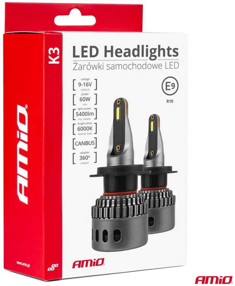 LED žibintų lemputės K3 Series H7 12V 6000K canbus AMIO-03683