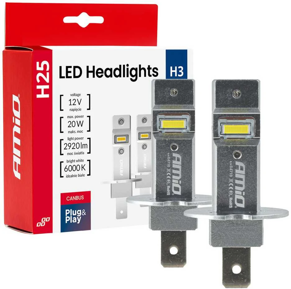 H3 LED lemputės AMIO H25 rinkinys