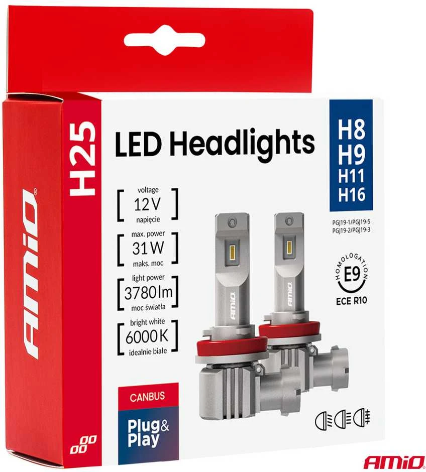 LED žibintų lemputės Series H25 CANBUS H8 H9 H11 H16 12V 31W, AMIO-04713