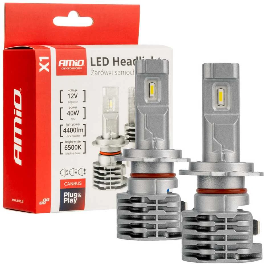 Amio H7 LED lemputės su aušintuvais ir pakuote