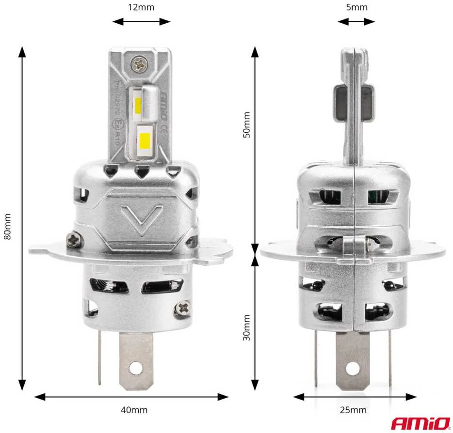 LED žibintų lemputės X2 Series H4/H19 AMiO-02972