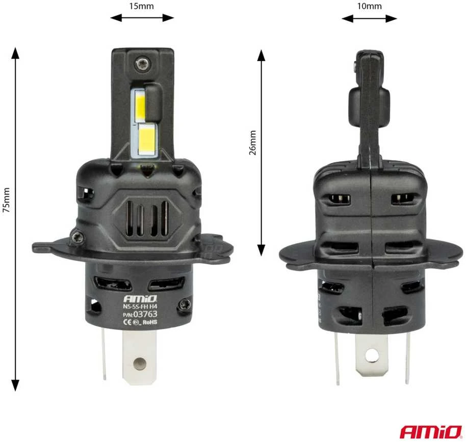 LED lemputės X4 su išmatavimų schema
