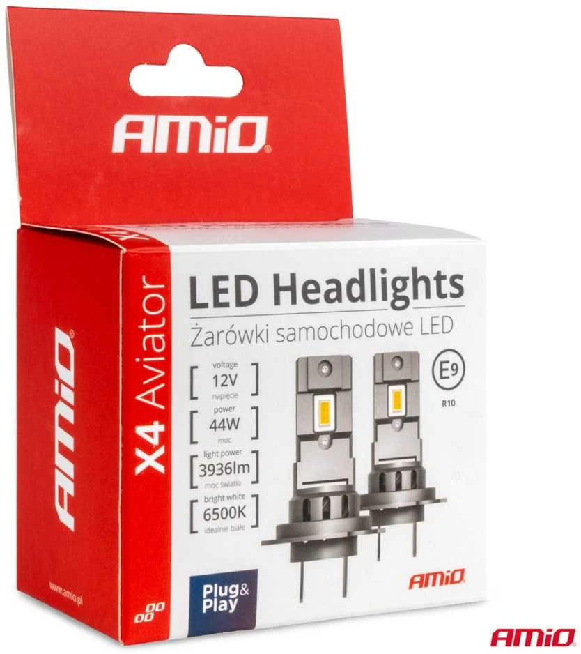 LED žibintų lemputės X4-series AVIATOR HB3 9005 HIR1 9011 H10 6500K max 44W AMIO-03766