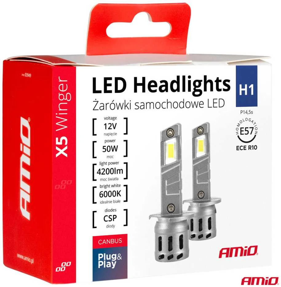 LED žibintų lemputės X5-series WINGER H1 6000K max 30W AMIO-03943