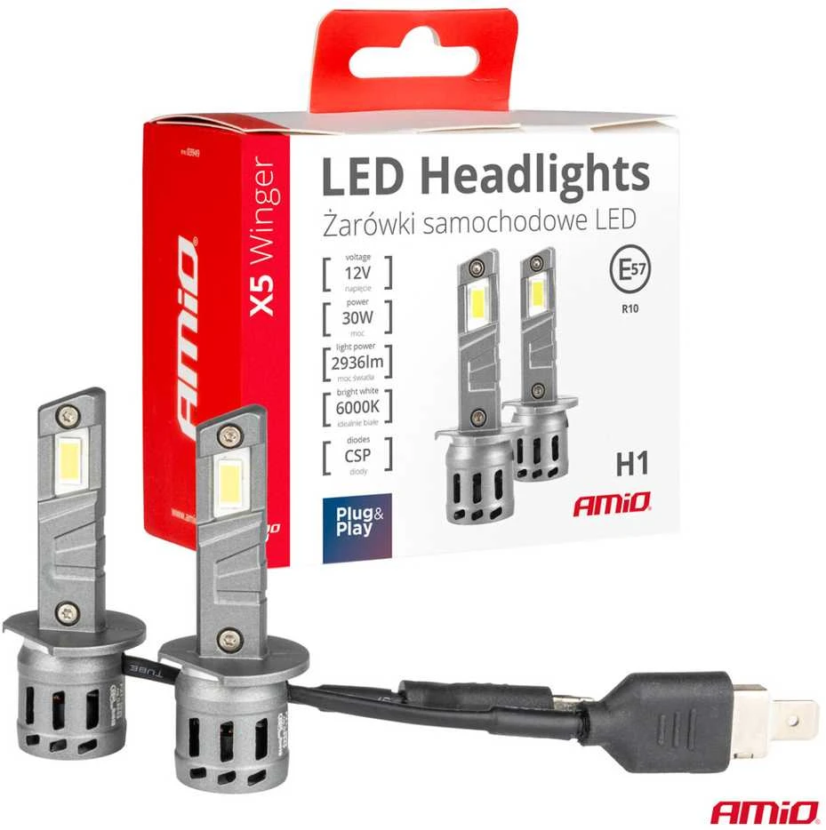 LED žibintų lemputės X5-series WINGER H1 6000K max 30W AMIO-03943