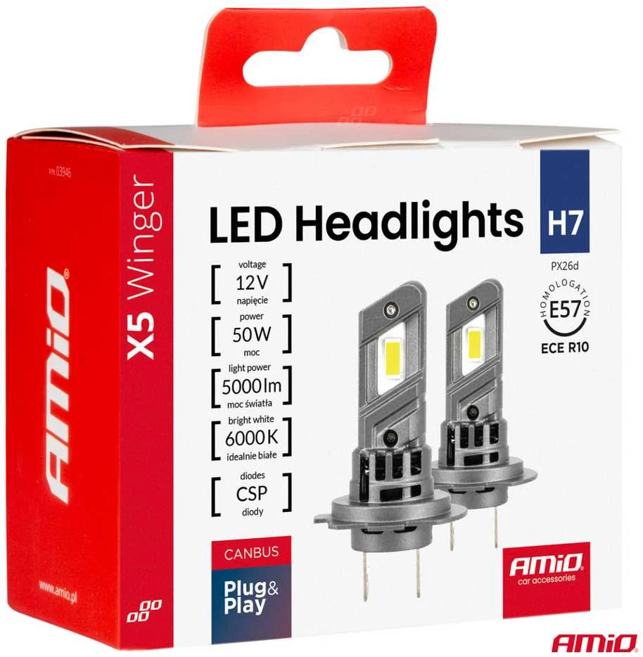 LED žibintų lemputės X5-series WINGER H7 H18 6000K max 50W AMIO-03946