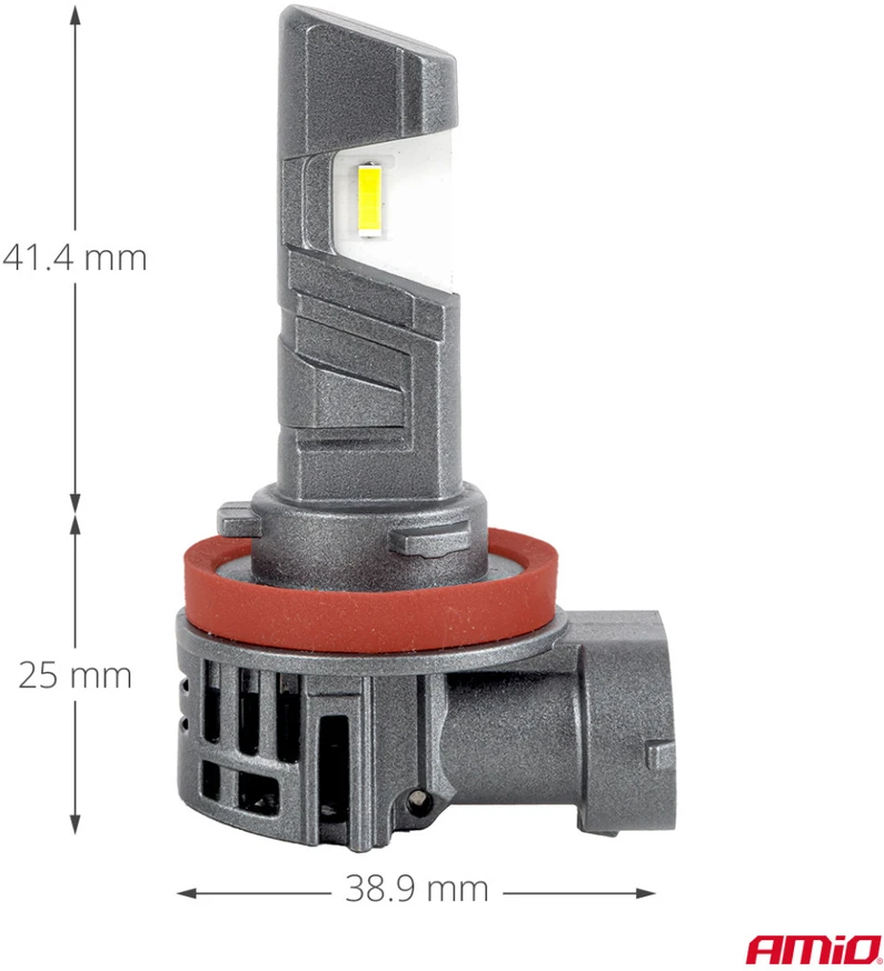 Żarówki samochodowe ledr su homologacją drogową r37 e-mark h11 pnp fan 18w amio-05120