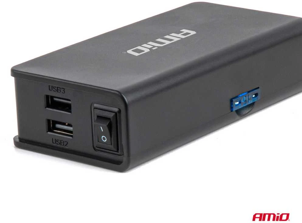 Lizdo skirstytuvas 12/24V su 3x USB-A, USB-C, QC3.0, PD3.0 148W AMIO-04836