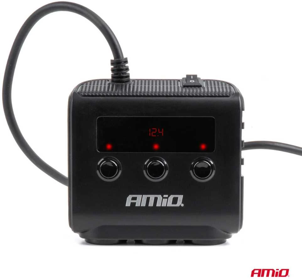 Lizdo skirstytuvas 12/24V su 4x USB-A QC3.0 PD3.0 180W AMIO-04835