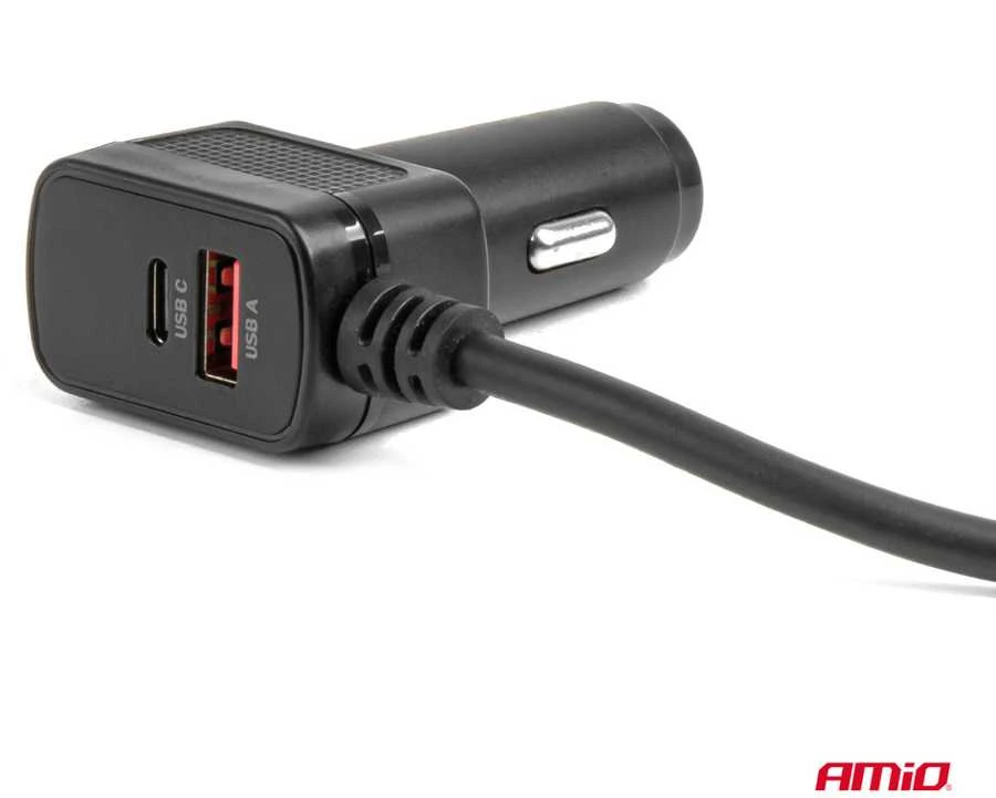 Lizdo skirstytuvas 12/24V su 4x USB-A QC3.0 PD3.0 180W AMIO-04835
