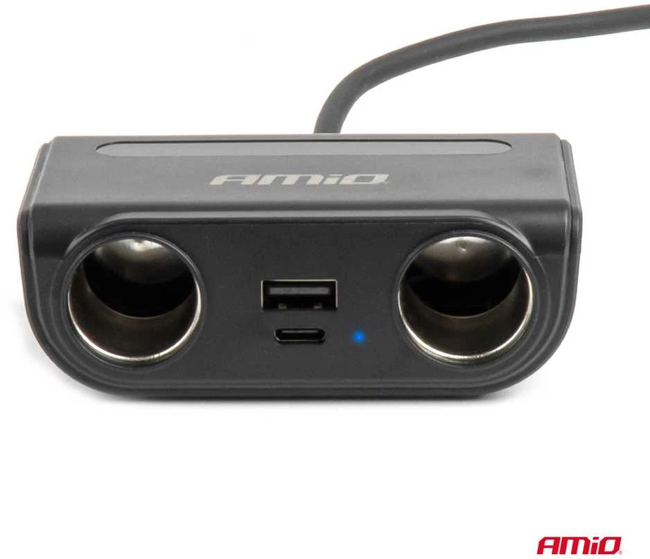 Lizdo skirstytuvas 12/24V su USB-C USB-A QC3.0 PD3.0 120W AMIO-04837
