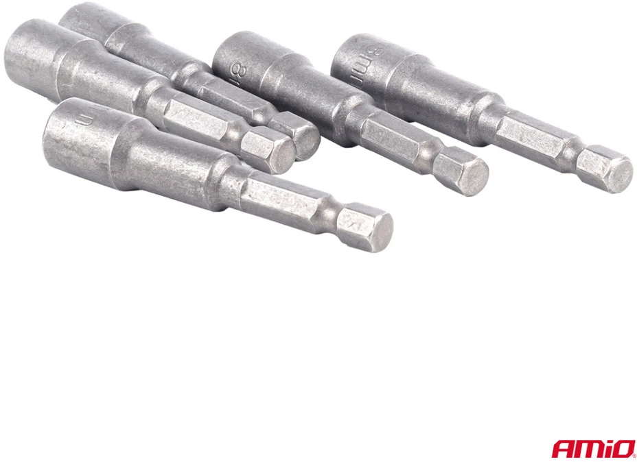 Magnetinių galvučių suktuvui rinkinys, 1/4" HEX, 8 x 65 mm, 5 vnt., AMIO-04938