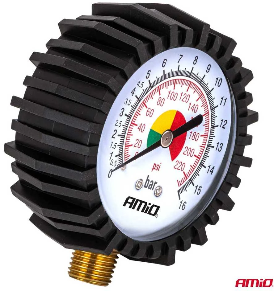 Mechaninis manometras su guminėmis apsaugomis 16 bar G 1/4″, AMIO-04467
