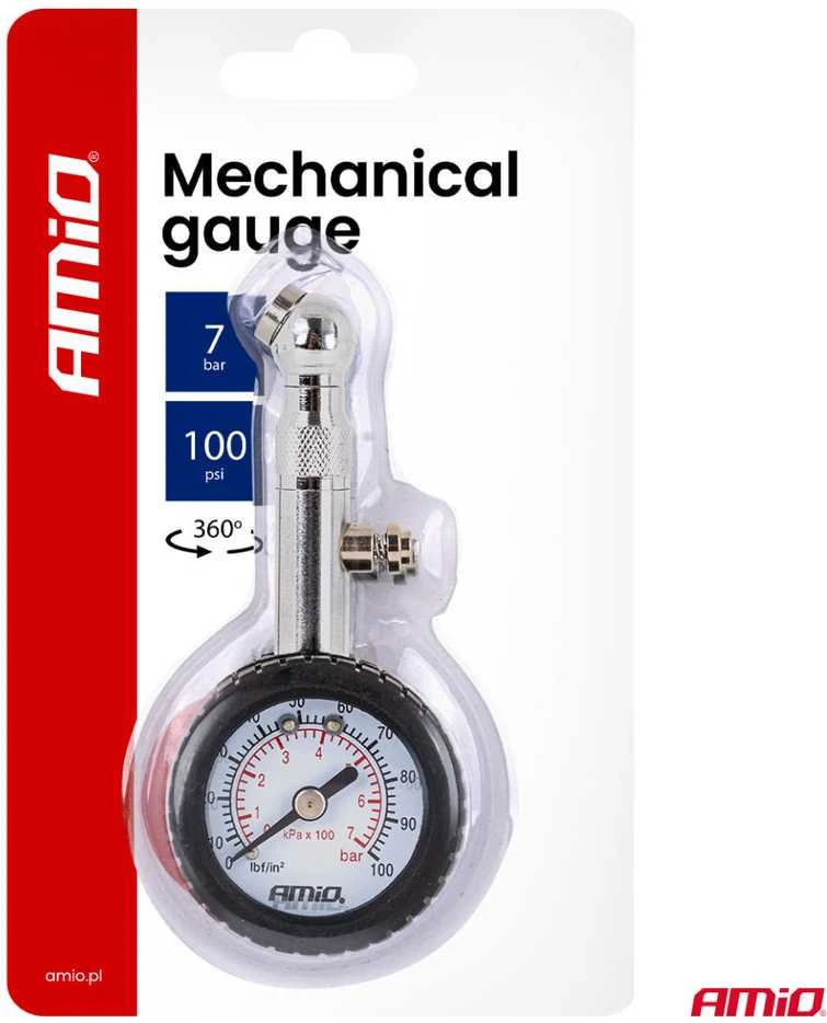 Mechaninis manometras su sukama galvute ir išleidimo vožtuvu 7 bar AMIO-04469
