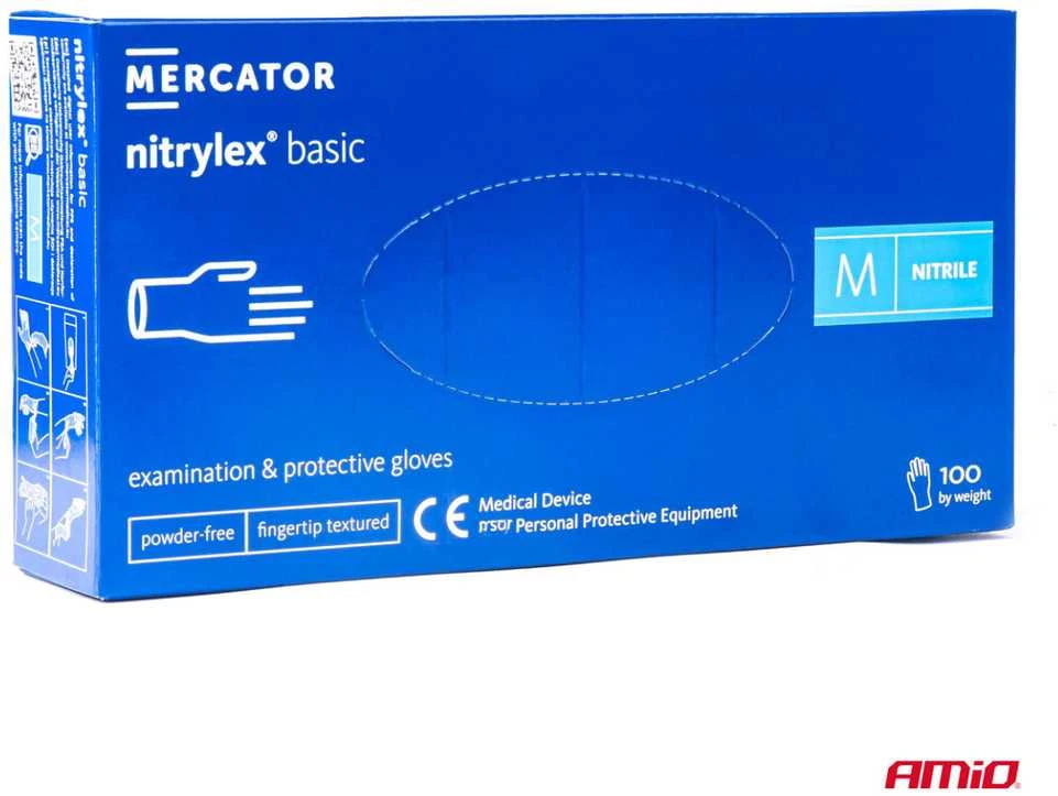 Rękawice Mercator Medical Apsauginės nitrilo pirštinės Nitrylex Basic, dydis M, 100 vnt.