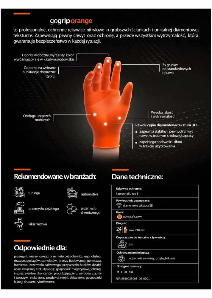 Mercator Medical Nitrilo pirštinės GoGrip Oranžinis, dydis M, 50 vnt.