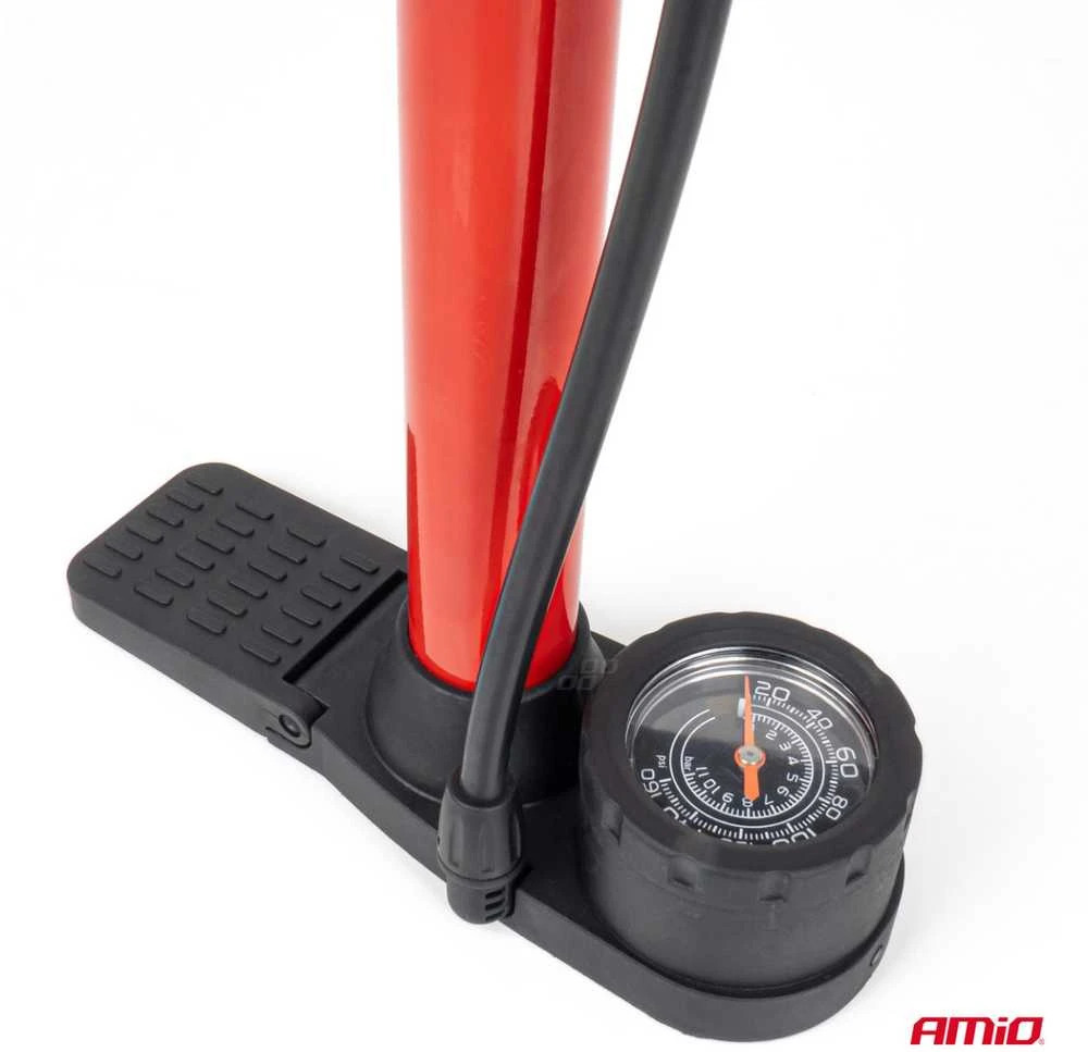 Metalinė rankinė pompa su manometru MINI PU08 AMIO-04343