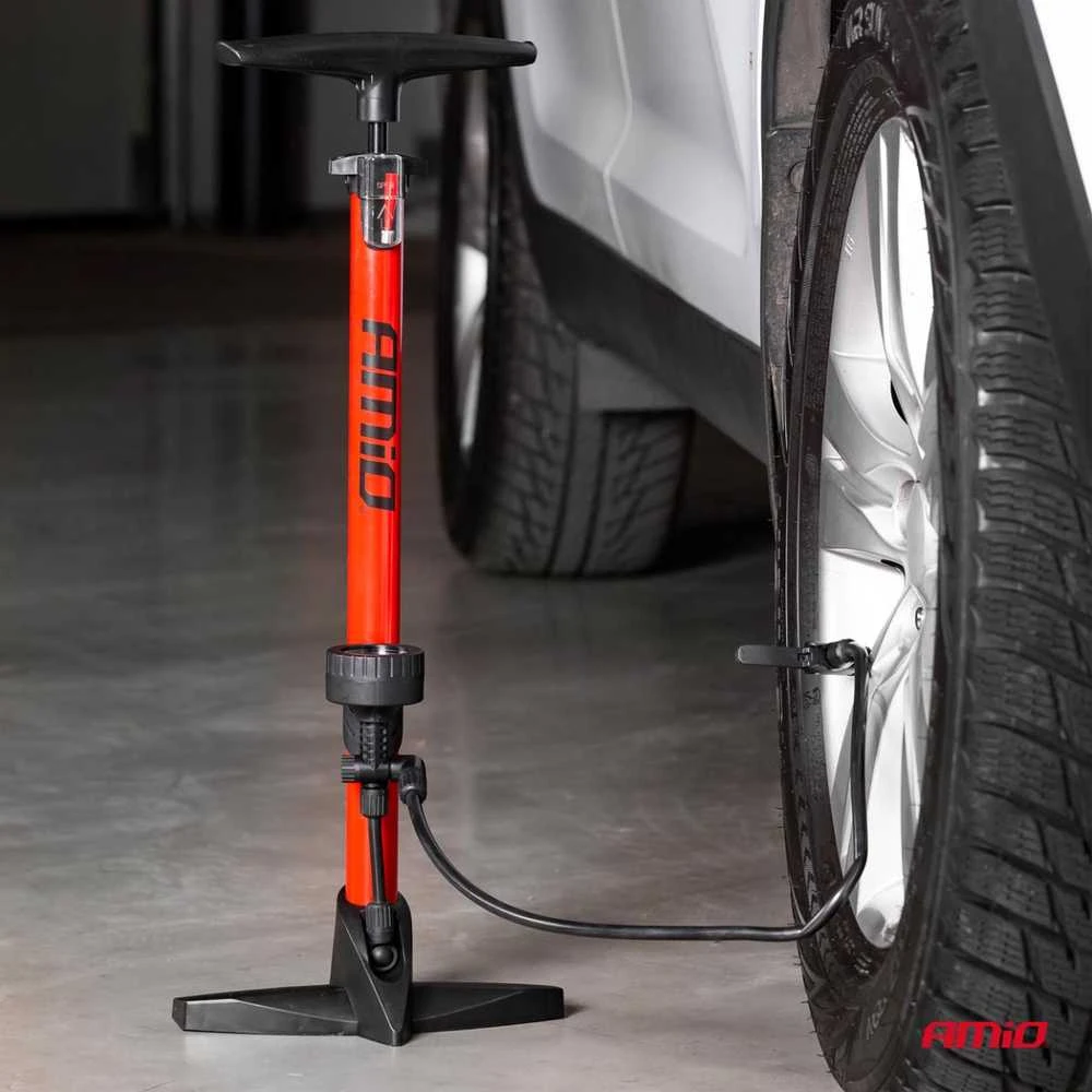 Metalinė rankinė pompa su manometru PU02, AMIO-02146