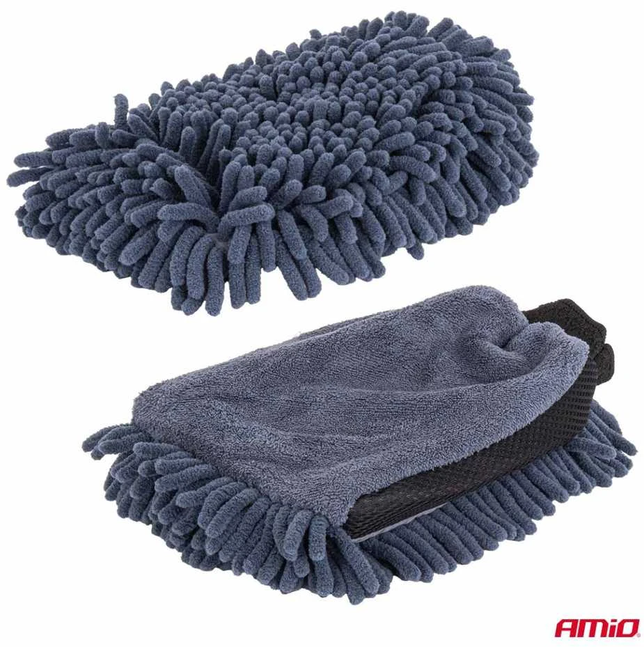 Mikropluošto plovimo pirštinė ir džiovinimo rankšluostis automobiliui 94 / 800 GSM, 20×26 cm / 60×90 cm – AMIO-04489