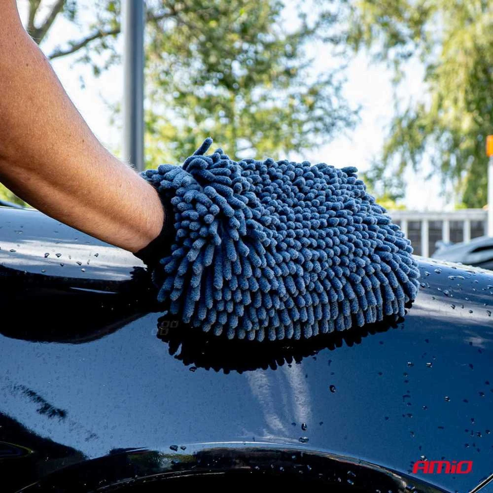 Mikropluošto plovimo pirštinė ir džiovinimo rankšluostis automobiliui 94 / 800 GSM, 20×26 cm / 60×90 cm – AMIO-04489