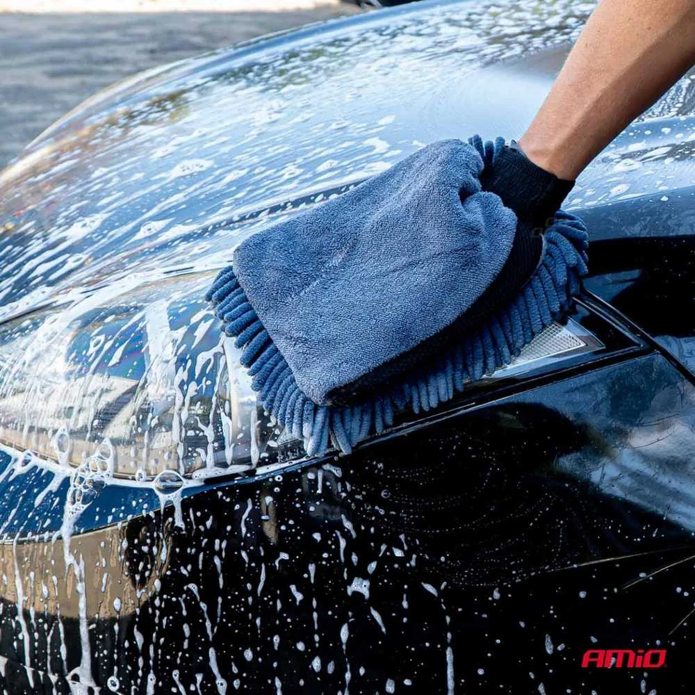 Mikropluošto plovimo pirštinė ir džiovinimo rankšluostis automobiliui 94 / 800 GSM, 20×26 cm / 60×90 cm – AMIO-04489