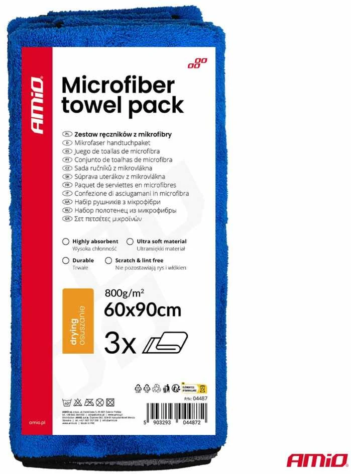 Mikropluošto rankšluosčių rinkinys 3 vnt. 800 GSM, 60×90 cm, AMIO-04487
