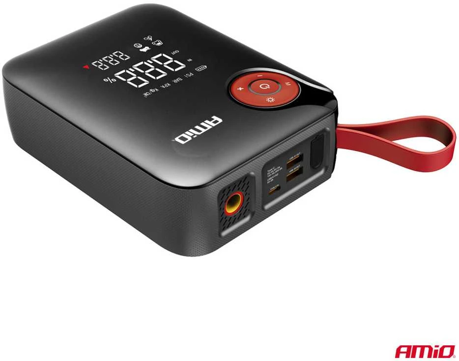 Mini 4in1 Automobilinis užvedimo įrenginys/LED/kompresorius/Powerbank 12V 7,2Ah 600A PRO AMIO-04675